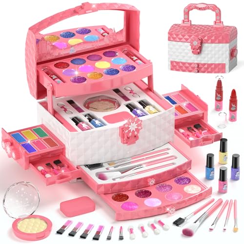 PERRYHOME Kids Makeup Set for Girl 56 Pcs Washable Real Cosmetic, Non-Toxic Frozen Toys Toddler Makeup Kit, 2026 New CPF Sustainable Materials Birthday Gift for 3 4 5 6 7 8 9 10 11 12 Year Old Girls by PERRYHOME - Used condition - US$21.33