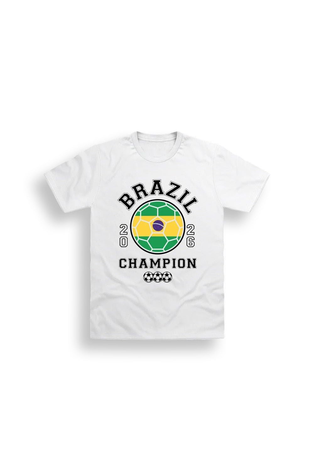 Brazil Football Kids T-Shirt, Unisex Boys Girls Short Sleeve 100% Cotton Crew Neck Tee, White Supporters Fan Top, Classic Graphic Print, Machine Washable, White, Sizes 3-4Y, 5-6Y, 7-8Y, 9-10Y, 11-12Y