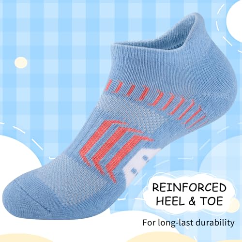 Comfoex 10 Pairs Girls Ankle Athletic Socks Cushioned Running Cotton Socks For 4-6 6-8 8-10 10-12 Years Old4