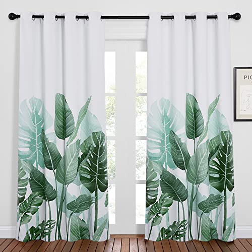 Kgorge Tropical Leaves Blackout Curtain For Window Bundles Omber Shower Curtains #TOP29
