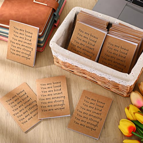 Image of Spakon 48 Pcs Back to School Gifts for Students Bulk Mini Inspirational Notebooks Small Journal Pocket Positive Affirmation Motivational Notepad First Day of School Gifts for Teacher (Kraft)