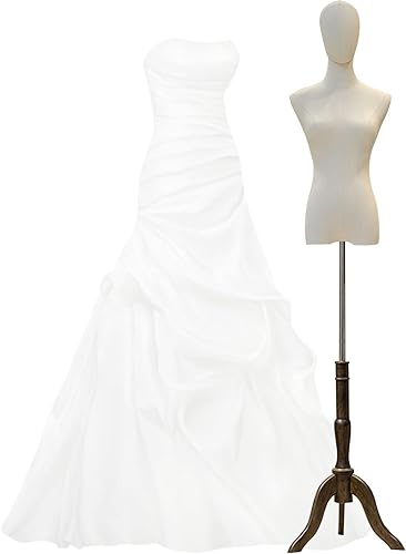 JOOTHIJX Cuerpo de torso de maniquí femenino con soporte de trípode de madera, altura ajustable de 47.2 a 82.6 pulgadas, costura de vestido para