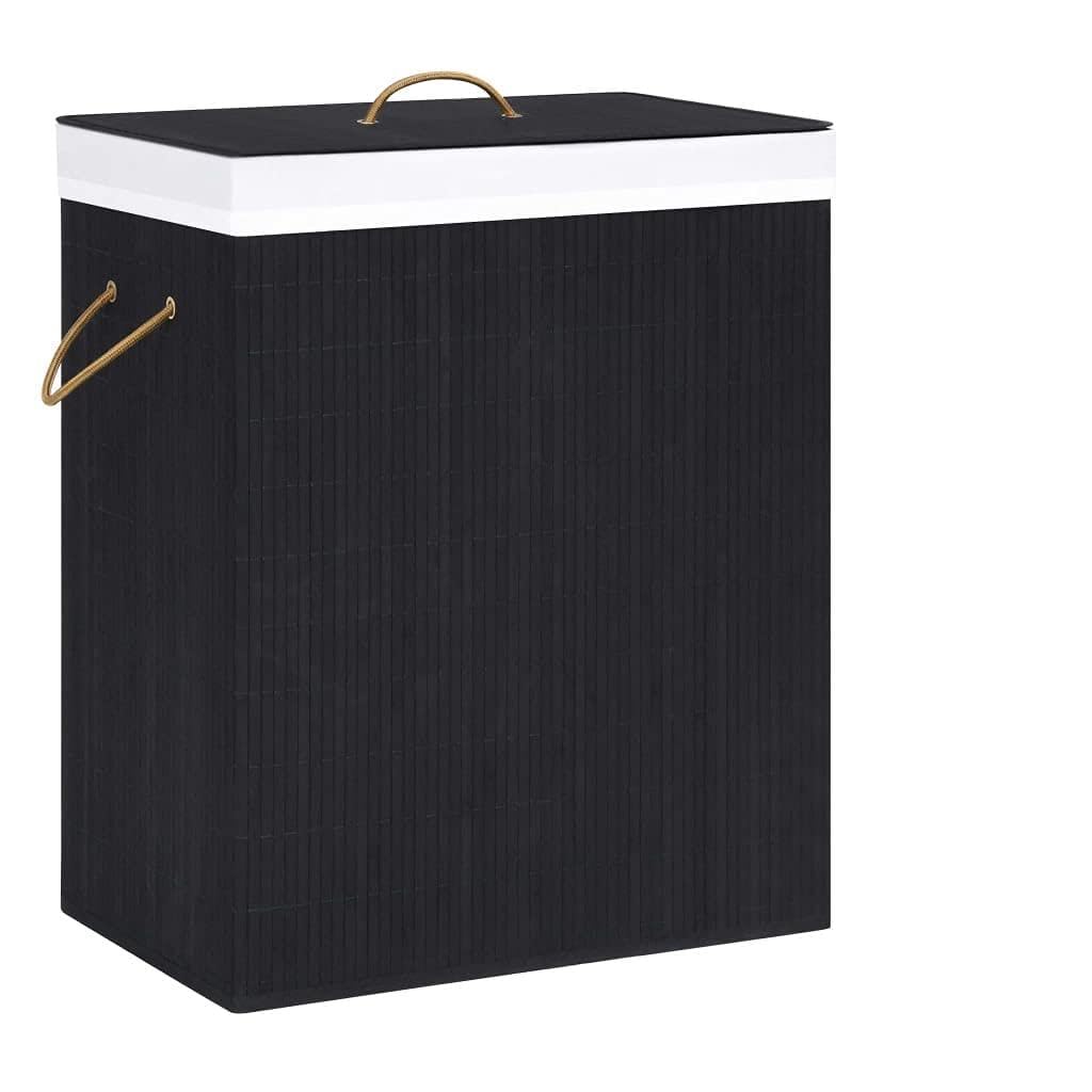 Cesto para la colada de bambú, 1 compartimento, color negro, 83 L