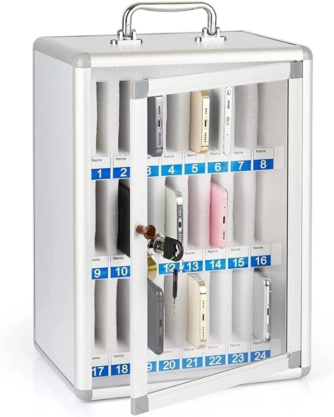 luteti 24 Slots Aluminum Alloy Cell Phones Storage Cabinet Wall-Mounted Locker Box for School and Office Ideal for Dinners Bedtimes and Family Time-picture-37