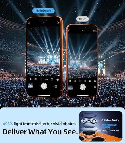 Image of HelloDeere for iPhone 17 Pro Camera Lens Protector [Not Easy to Break] [Ultra Bright] Round Gold Diamond Bling Tempered Glass Metal Frame Camera Cover for iPhone 17 Pro Lens Case Friendly (Orange,1 Pack)