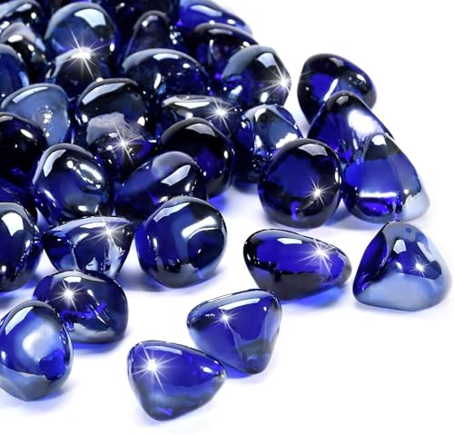 vchin Fire Glass, Cobalt Blue Fire Stone for Propane Firepit,