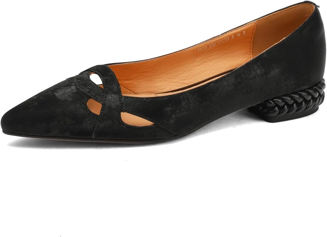 TinaCus Women's Pointed Toe Handmade Silky Leather Casual Slio On Flats Shoes