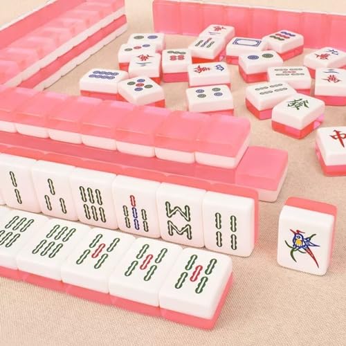 Juego Chino Mahjong con 144 piezas en caja de madera miniatura 3