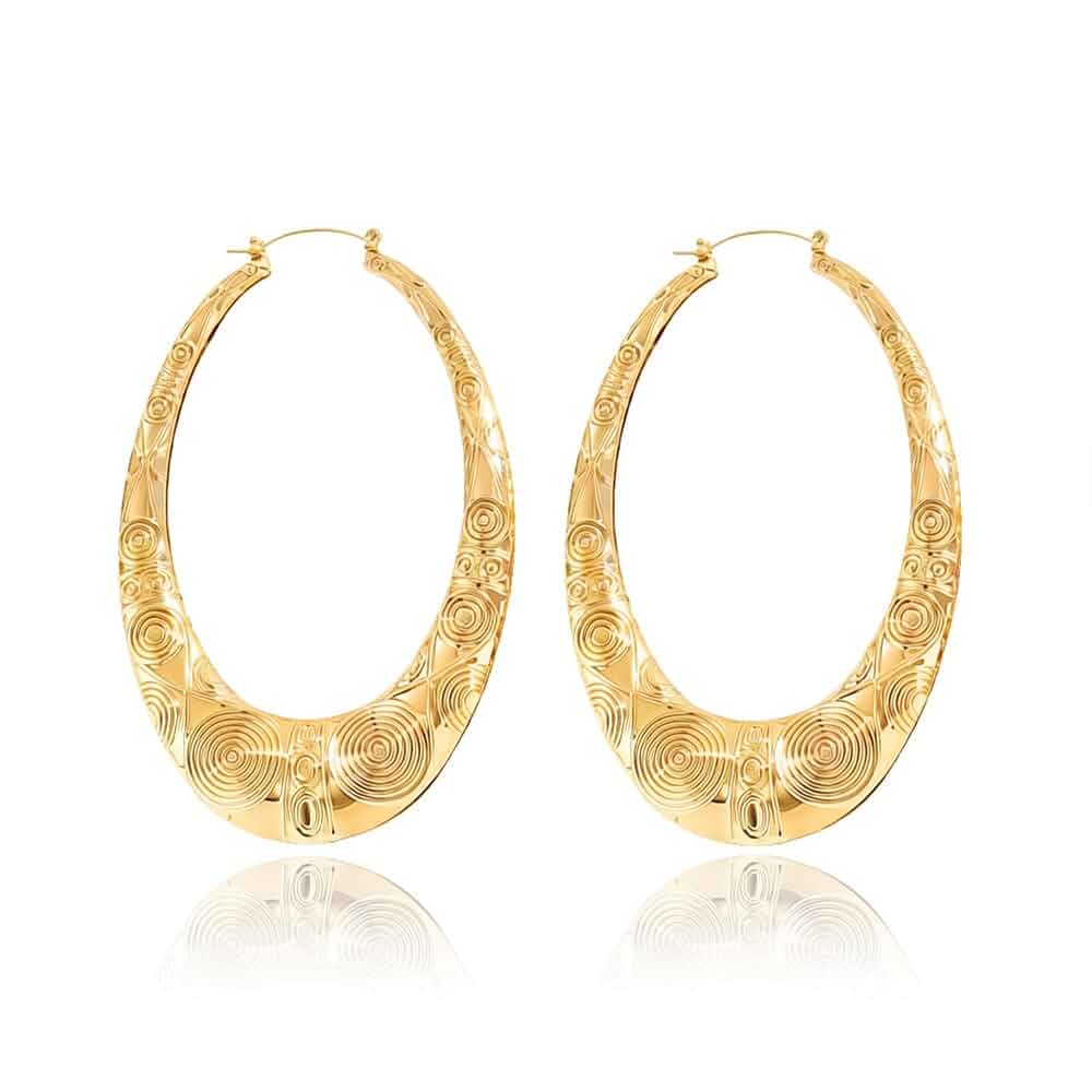 Vintage Oval Hoop Earrings for Women Chunky Big Oval Textured Drop Statement Earring Large Hollow Circle Dangle Earrings Exaggerate Jewelry Gifts