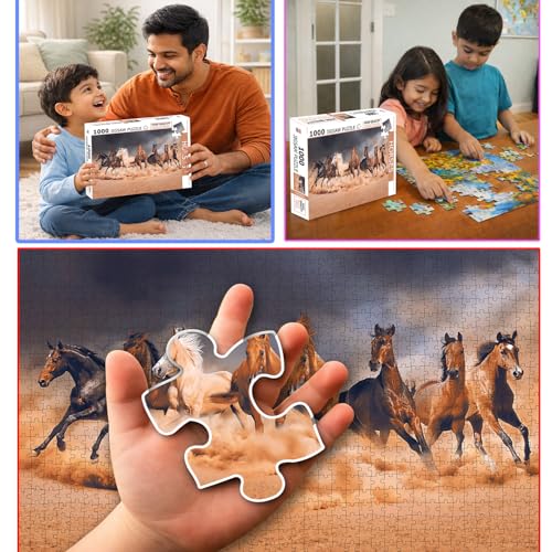 Image of Horses Jigsaw Puzzle - 1000 Piece Puzzle | Wild & Farm Horse Brain Game | Gift for Puzzle Lovers and Equestrian Enthusiasts