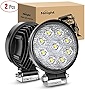 Nilight 15016F-B Led 2PCS 4.5' 27w 3000LM Round Flood Light Pod Off Road Fog Driving Roof Bar Bumper for Jeep,SUV Truck, Hunters, 2 Years Warranty