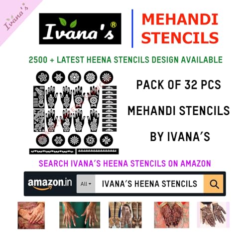 Image of Ivana's Set of 32 Pcs Combo Pack, Reusable Mehandi For Hands Henna Tattoo Stencil For Women, Girls and Kids Easy To Use In Just 4 Steps Indian Design Collection, C-2382