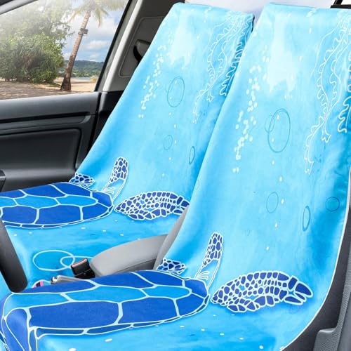 Image of Hahafelt 1 Pack Car Seat Towel Cover with Storage Bag, Sea Turtles Style | 63 x 32 in Car Towel Seat Cover Non Slip Waterproof, Gym Workout Swimming Running, Machine Washable Sweat Absorbent Protector