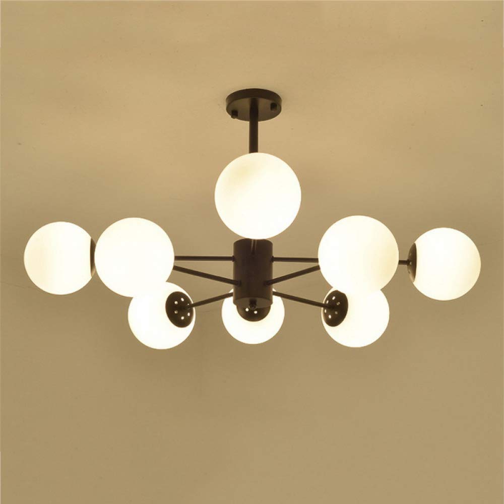 KXEcoLife Magic Bean Molecular Chandelier,LED Sputnik Pendant Light Postmodern Nordic Creative Hanging Lamp Living Room Bedroom Restaurant Lamp,Black+WarmLight-8Heads
