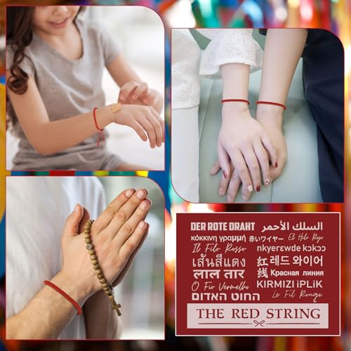 2 Pcs Red String Bracelets for Women Men with Cards Kabbalah Red Rope Bracelet for Good Luck Protection Energy Power Friendship Adjustable Braided Tie Bracelet Cord Thread4