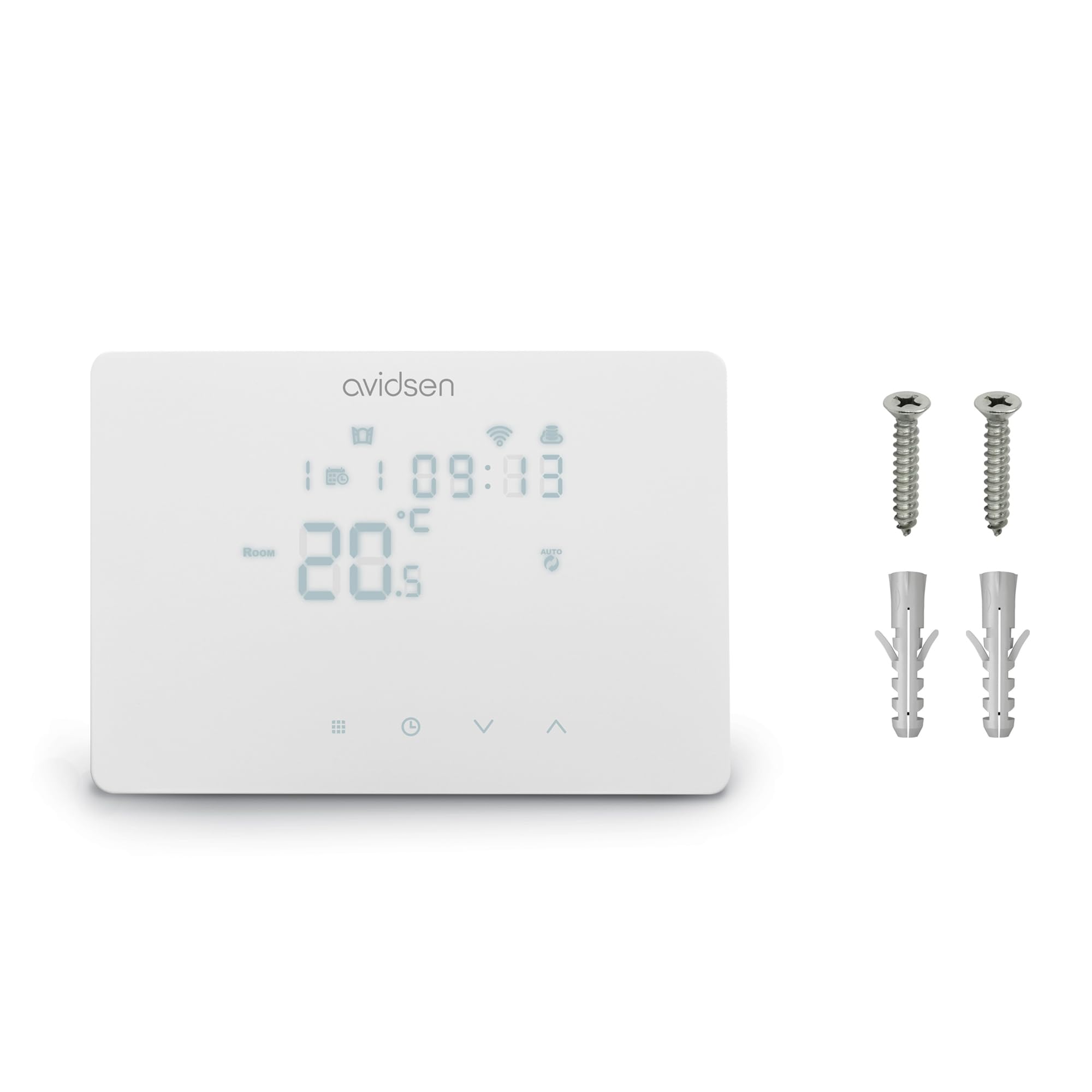 Avidsen Home Temp Thermostat Filaire Connecté WiFi pour Chaudière | Programmation Hebdomadaire, Contrôle Tactile & Appli, Détection Fenêtre Ouverte, Précision 0,5°C, Compatible Alexa & Google