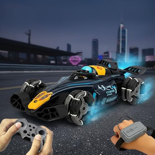 Image of Remote Control Stunt Smoke Car for Kids | Hand Gesture, LED Lights & Music 2.4Ghz 360 Rotation Fast Stunt Car | Rechargeable Off-Road Racing Toy Car for Kids & Adults