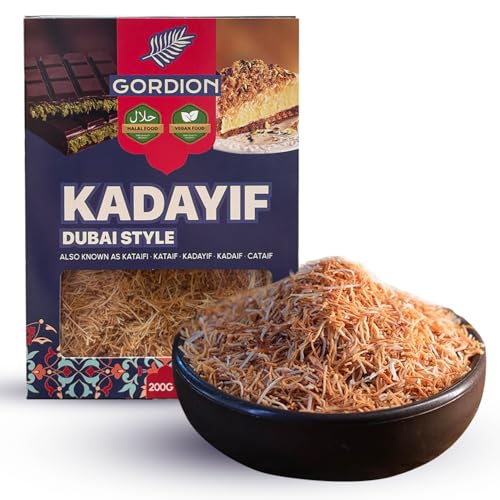 Gordion Kadayif (Kataifi) Premium Roasted & Chopped Pastry Perfect for Dubai Style Chocolate & Kunafah Natural Ingredients & Vegan 200gr