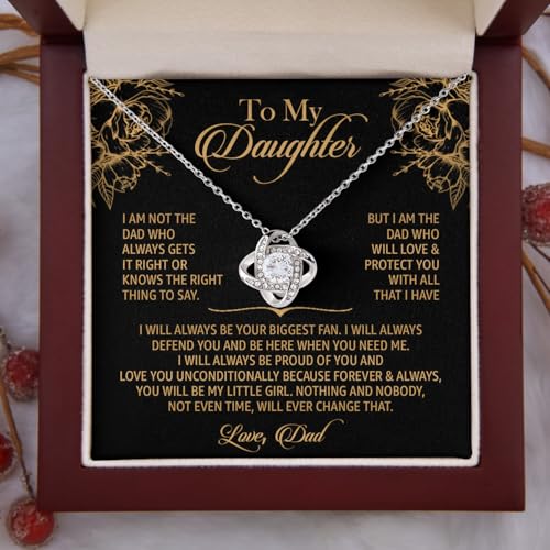 To My Daughter Necklace from Dad with Heartfelt Message & Elegant Box, Daughter Jewelry with Inspirational Message Card from Mommy And Daddy Necklace Birthday Christmas Gifts4