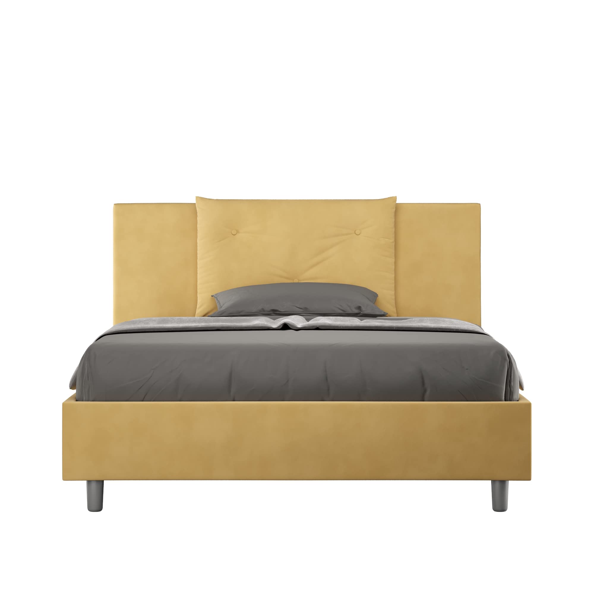 Letto una piazza e mezza contenitore imbottito 130x190 microfibra ocra