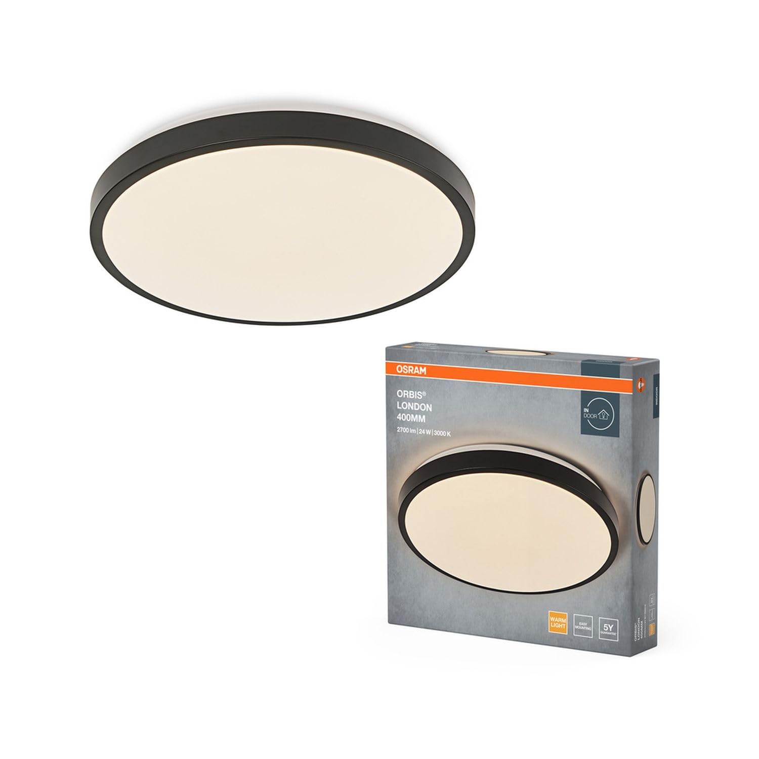 Licht-Erlebnisse LED Deckenlampe Metall Schwarz 3000 K modern gemütlich Schlafzimmer Esszimmer Flur Treppenhaus Büro Küche Ø39.5 cm Deckenleuchte Wohnzimmer