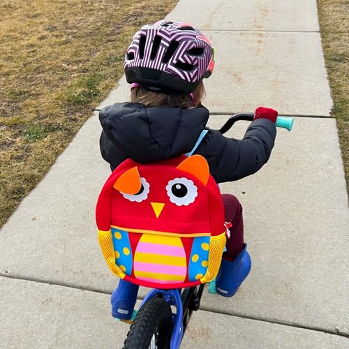 Cute Owl Toddler Backpack for Girls – Lightweight Preschool Daycare Bag with Side Pockets – Red Animal Design for Ages 2–5 – Soft, Durable, and Adjustable Straps3