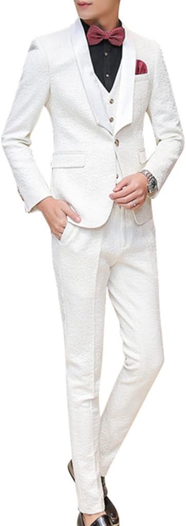 Men's Suits 3 Piece Set Tuxedo Blazer Vest and Pants Slim Skinny Fit Formal Suit for Wedding Prom Black White Red Blue - Image 6