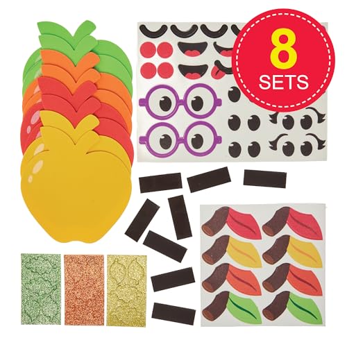 Baker Ross FN306 Apfel-Deko-Set - 8er-Pack, Herbstbasteleien für Kinder, Herbstdekorationen