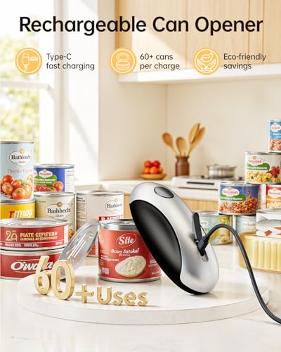 HouseSapp Rechargeable Electric Can Opener - Smooth Edge, One-Touch Automatic Can Opener f - image 2