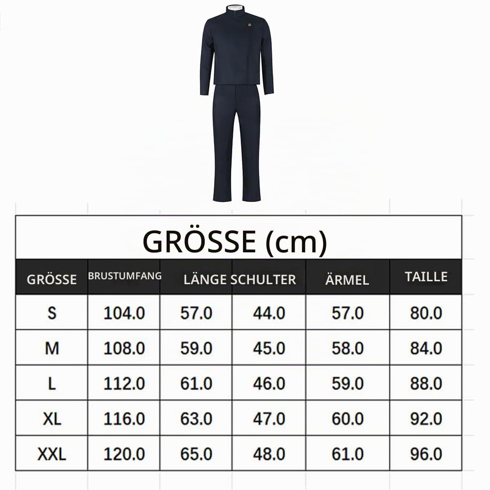 JJK Gojo Satoru Cosplay Kostüm Set Schuluniform und Hose Brille mit Perücke Vollkostüm Halloween Karneval Party Cosplay Dress Up