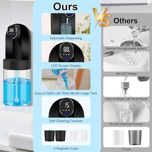 Image of Automatic Mouthwash Dispenser for Bathroom, 20.29 oz Touchless Smart Wall-Mounted Mouth Wash Dispensers, 4 Magnetic Cups, 4 Dispensing Modes, Hands-Free Bathroom Accessories for Home Kids Family-Black