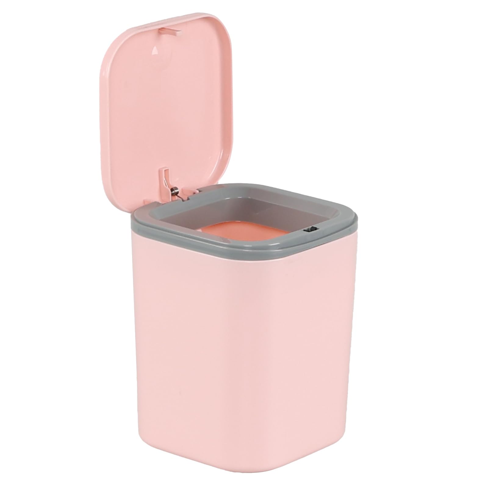 Ramddy 2 L Plastic Mini Desktop Trash Bin with Press-Type Lid, Pink