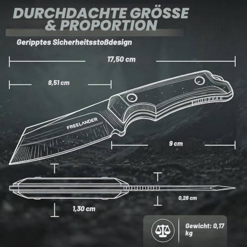 Freelander Survival Messer Feststehende Klinge Outdoor Messer, Grau – Ansicht 6