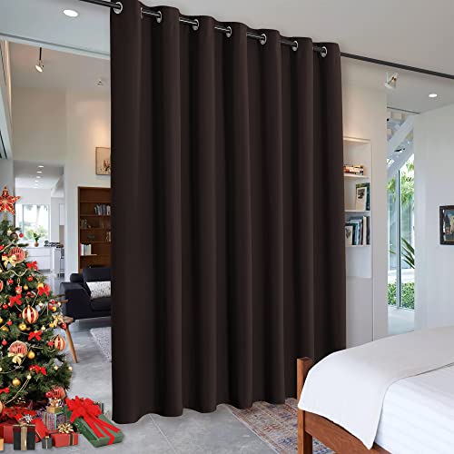 Image of RYB Home Room Divider Curtains Total Privacy Screen Thermal Insulated Soundproof Curtains Blinds for Living Room Shared Apartment Bedroom Basement High Ceiling Window, 1 Pc, Brown, W 12.5ft x L 9ft