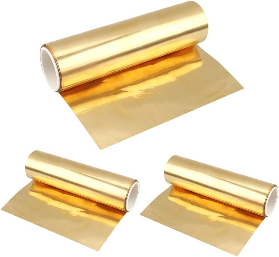 3 Rolls Brass Sheet Roll, 0.02mm Metal Foil Plate Brass Metal Thin Sheet for Metalworking DIY, 1000mm x 100mm x 0.02mm