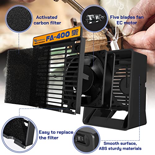 Kratio Fume Extractor Anti-ESD Solder Smoke Absorber Portable Filter for Soldering DIY Fan Extraction Equipment with Spare Activated Carbon Brazing Welding Soldering - Image 2