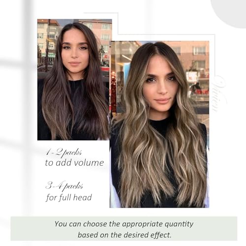 Vivien Balayage U tip Hair Extensions Real Human Hair Dark Brown Ombre Light Brown with Medium Blonde U Tip Hair Extensions Hot Fusion Nail Tip Human Hair Extensions 22 Inch 50g/50s #3/8/24 - Image 4