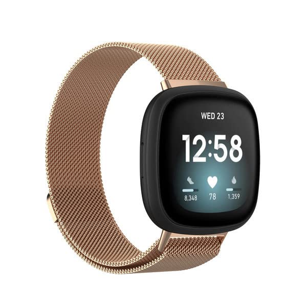 Strap-it Bracelet Milanais - or rose - Compatible avec Fitbit Sense & Fitbit Versa 3 - Taille S/M