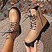 Khaki Womens Winter Fashion Warm Round Toe Side Zipper Front Lace Up Work