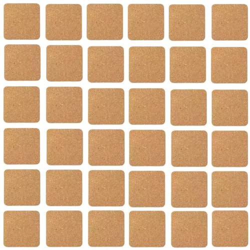 36 Pieces 4 Cork Coasters for Drink Self-Adhesive Cork Plant Mats Square