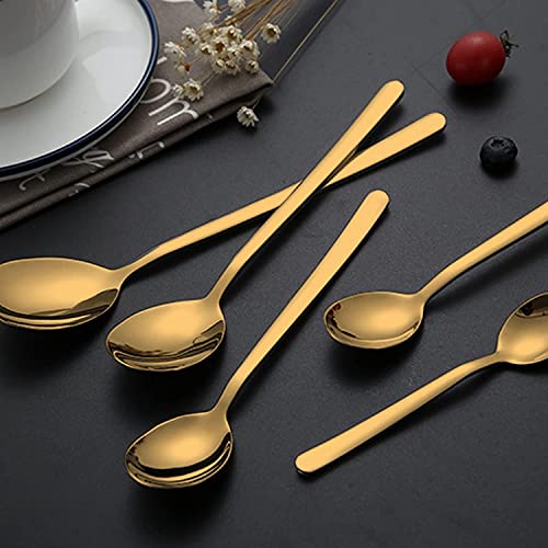 Image of aDai Set of 4 Luxury Gold Cutlery Set - Daily Use Stainless Steel Mirror Finish - 1 Dinner Spoon, 1 Fork, 1 Steak Knife & 1 Fruit Fork for Home, Restaurant & Gifting