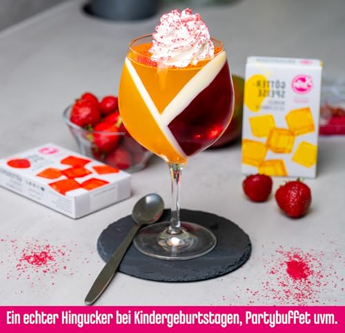 DECOCINO meets SALLY - Götterspeise Mangogeschmack 2 x 15g - Perfekt als Nachspeise, Tortendeko, Dessert, etc. Unvergleichlich guter Geschmack
