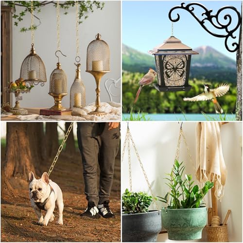 Image of garini 2P 10 Feet Gold Light Fixture Chain, Adjustable Metal Pendant Chandelier Chain Extension with Detachable Link, Maximum Load is 66 Pounds