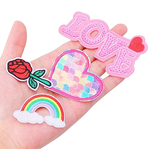 Yolev 30pcs Embroidered Iron On Patches for Clothing Jackets Appliques Stickers Sewing On Patches for Clothes Backpacks Jackets Jeans Dress Hats DIY Accessories