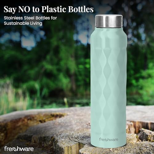 Image of Frenchware Water Bottle (1 Litre, Premium Stainless Steel, Morning Mist) Bottle for Fridge, School, Outdoor, Gym, Home and Office, Scratch-Resistant, Rust Free, Non-Toxic, Easy-to-Clean