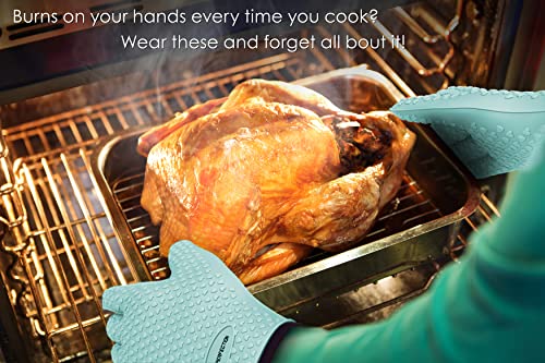 Image of KITCHEN PERFECTION S Silicone Smoker Oven Gloves -Extreme Heat Resistant BBQ Gloves -Handle Hot Food Right on Your Grill Fryer Pit|Waterproof Oven Mitts |Superior Value Set+3 Bonuses