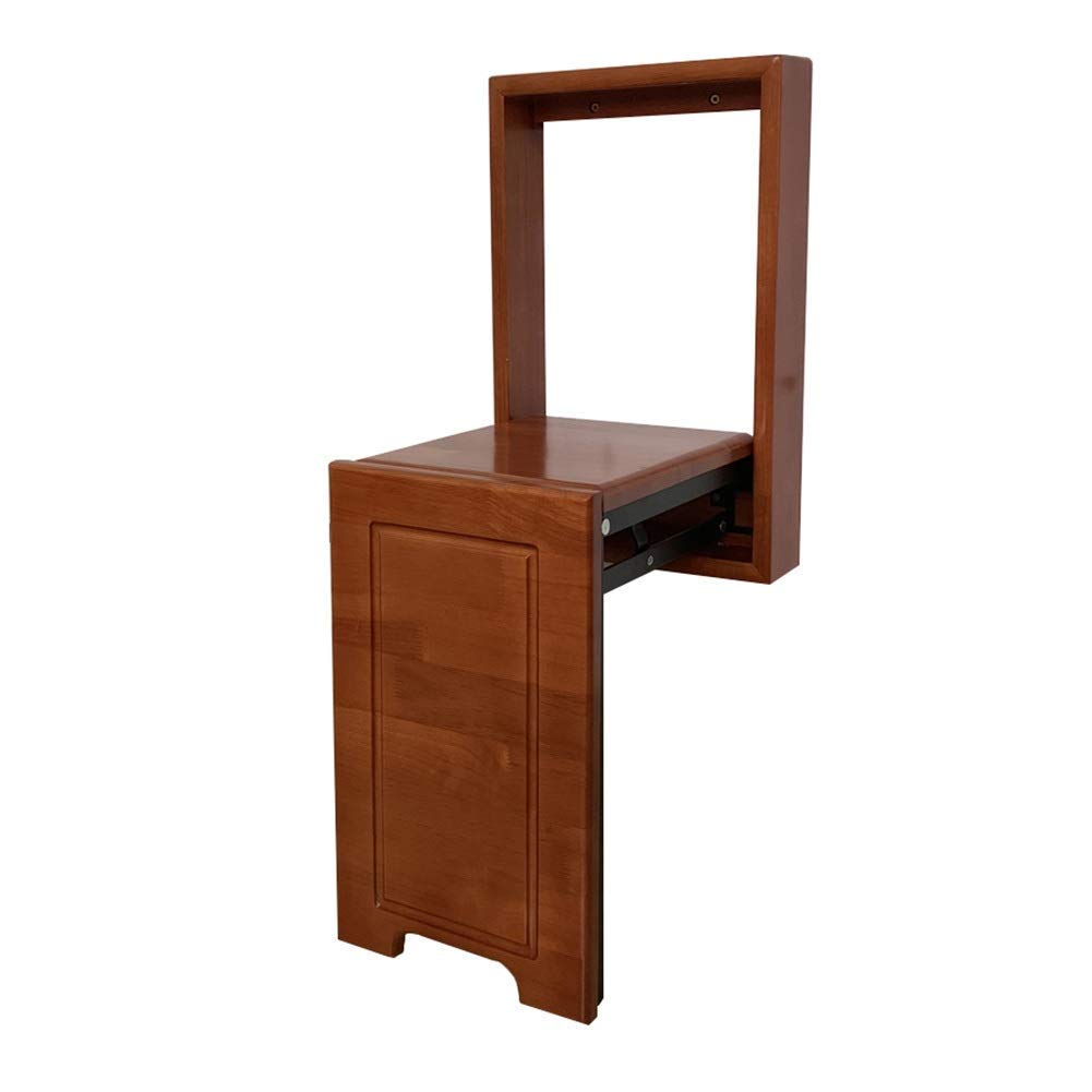 Leunlee Bar Stool Folding Wall Hanging Shoe Bench Invisible Solid Wood Footstool Wall Stool (Color : Walnut Color, Size : 44 x 32 x 7cm)