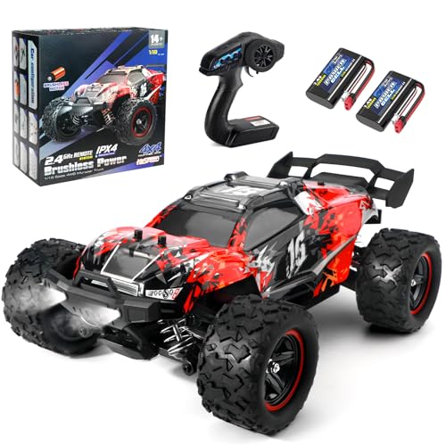 Fuzmo 1/18 Brushless RC Car for Adults & Kids, 52KM/H Fast Multi-Terrain Off-Road RC Truck, 2.4GHz Remote Controller and 2 x 7.4V 1500mAh Li-on Batteries