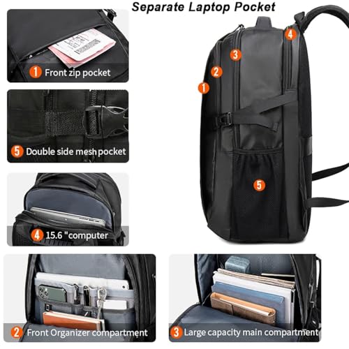 Image of Half Moon Laptop Backpack 15.6 inch Shock-Resistant Compartment 7-Pocket Organized Design Water-Resistant 45L Travel Daypack with Y2K Zippers for Work Casual College