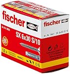 fischer – Fischer Spreizdübel SX 6 x 30 S, Schachtel mit 50 Nylondübel
